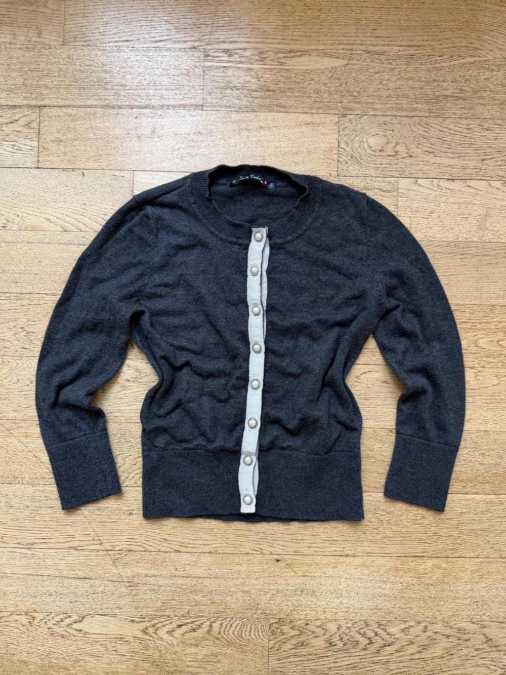 Charcoal Crewneck Button-Front Men’s Sweater